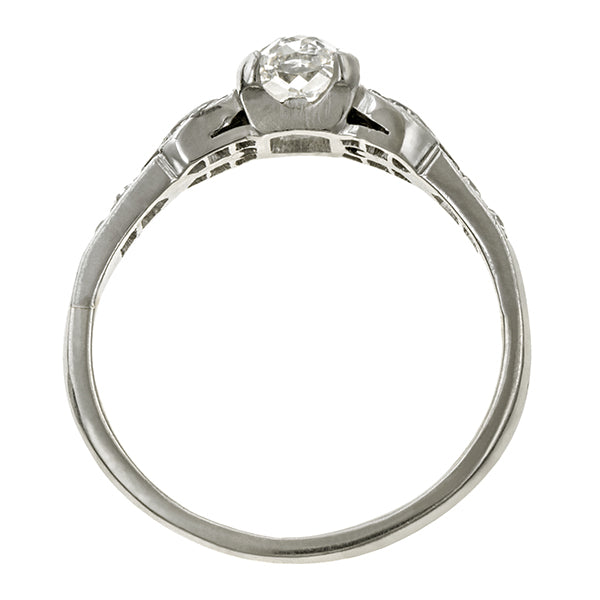 Vintage ring: a Platinum Oval Cut Diamond Engagement Ring sold by Doyle & Doyle vintage and antique jewelry boutique.