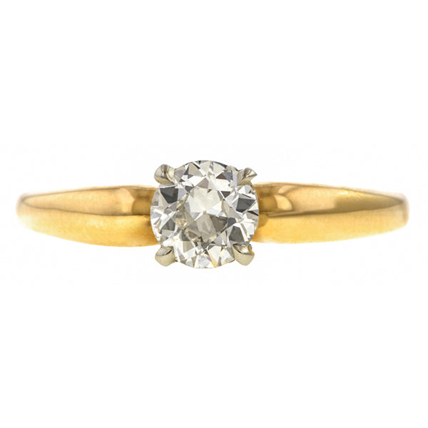 Vintage ring: a Yellow Gold Solitaire Old European Cut Diamond Engagement Ring sold by Doyle & Doyle vintage and antique jewelry boutique.