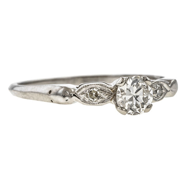 Vintage ring: a Platinum Engagement Ring, Old European 0.39ct. sold by Doyle & Doyle vintage and antique jewelry boutique.