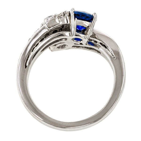 Vintage ring: a Platinum Toi et Moi Sapphire & Diamond Ring sold by Doyle & Doyle vintage and antique jewelry boutique.