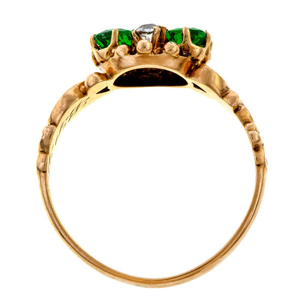 Victorian ring: a Yellow Gold Emerald & Diamond Ring sold by Doyle & Doyle vintage and antique jewelry boutique.