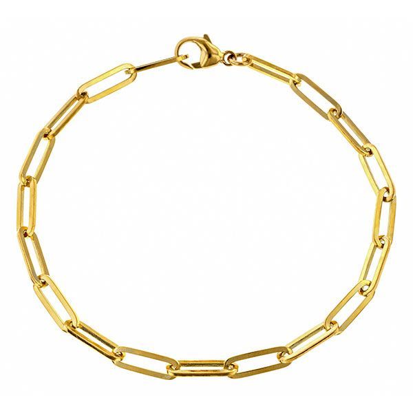 Gold Trombone Link Bracelet sold by Doyle & Doyle an antique & vintage jewelry store.