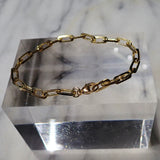 Gold Trombone Link Bracelet sold by Doyle & Doyle an antique & vintage jewelry store.