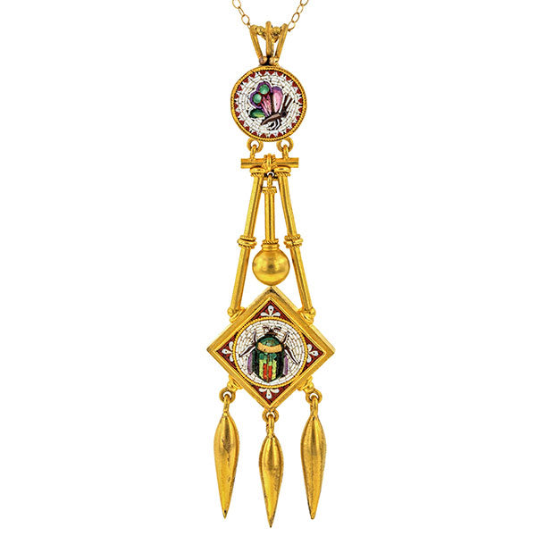 Victorian Micromosaic Pendant Necklace