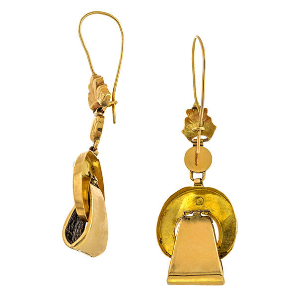 Vintage Pearl & Enamel Drop Earrings sold by Doyle & Doyle vintage and antique jewelry boutique.