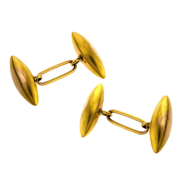 Victorian Football Shaped Cufflinks sold by Doyle & Doyle vintage and antique jewelry boutique.