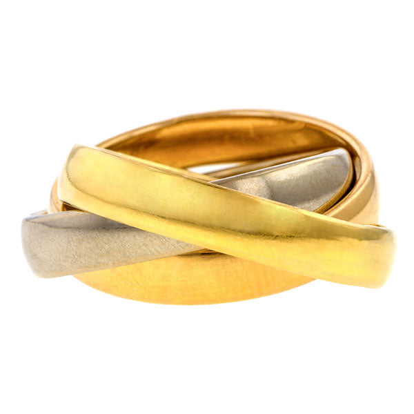 Vintage Tri-gold Rolling Ring sold by Doyle & Doyle vintage and antique jewelry boutique.