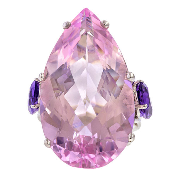 Estate Kunzite and Amethyst Cocktail Ring, from Doyle & Doyle vintage and antique jewelry boutique.