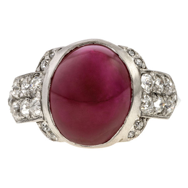 Art Deco Ruby & Diamond Ring sold by Doyle & Doyle vintage and antique jewelry boutique.