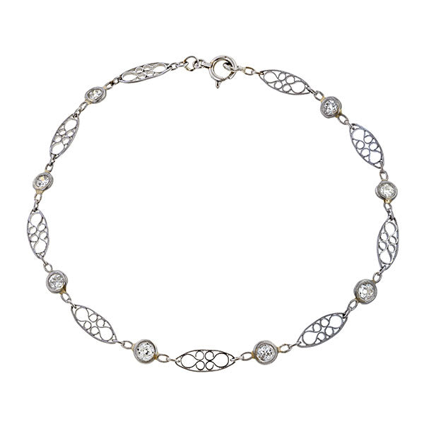 Art Deco Fancy Link Chain Diamond Bracelet sold by Doyle & Doyle vintage and antique jewelry boutique.