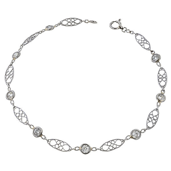 Art Deco Fancy Link Chain Diamond Bracelet sold by Doyle & Doyle vintage and antique jewelry boutique.