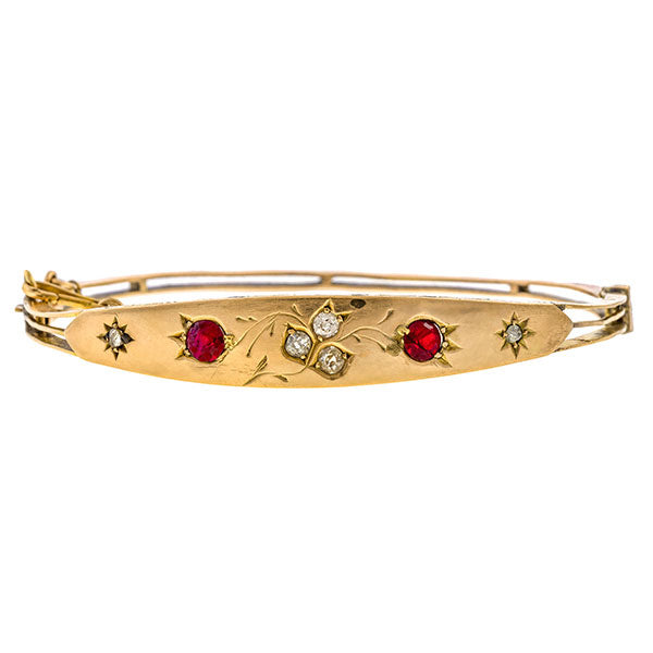 Art Deco Ruby & Diamond Bangle Bracelet