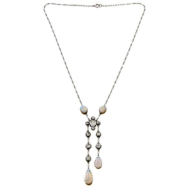 Antique Opal & Diamond Negligee Necklace sold by Doyle & Doyle vintage and antique jewelry boutique.