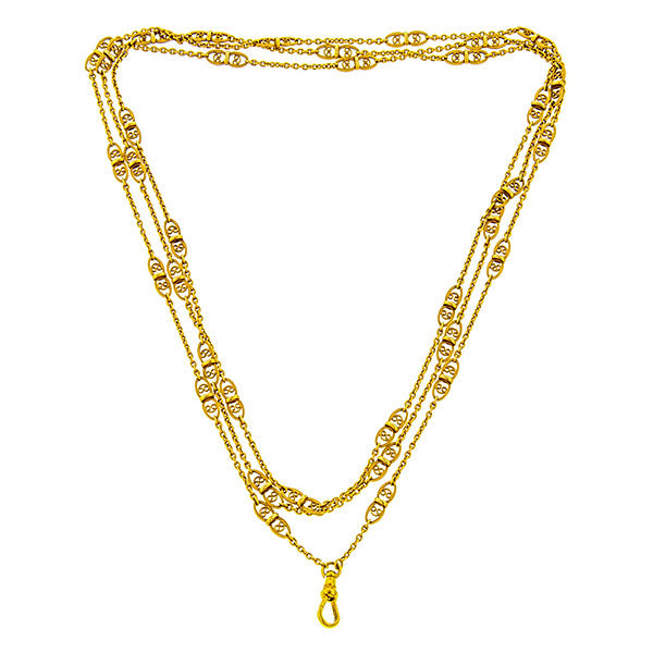 Victorian Fancy Link Chain Necklace sold by Doyle & Doyle vintage and antique jewelry boutique.