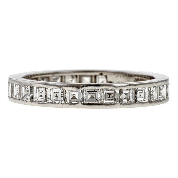 Vintage Tiffany & Co. Square Step Cut Diamond Eternity Band Ring sold by Doyle & Doyle vintage and antique jewelry boutique.