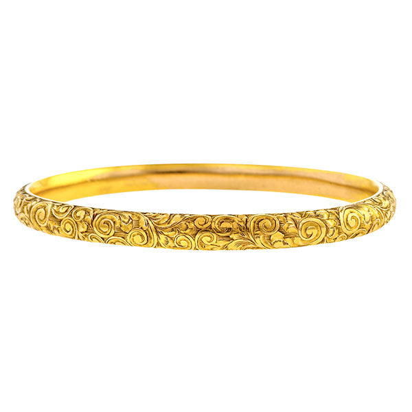 Antique Hand Engraved Bangle Bracelet sold by Doyle & Doyle vintage and antique jewelry boutique.
