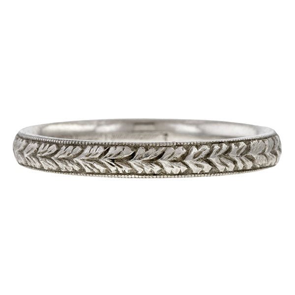 Vintage Hand Engraved Wedding Band sold by Doyle & Doyle vintage and antique jewelry boutique.