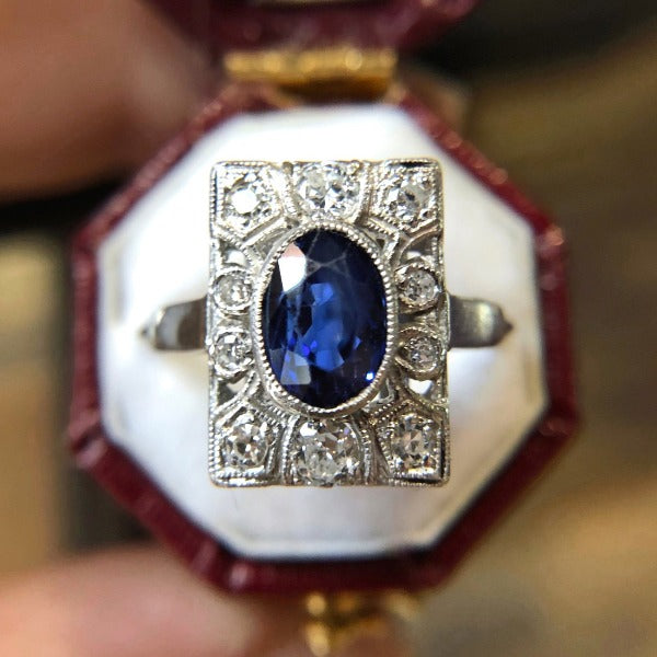 Art Deco Sapphire and Diamond Ring set in platinum from Doyle & Doyle 109554R