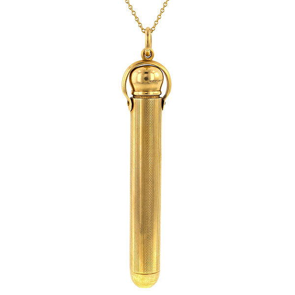 Vintage Telescoping Pencil Pendant sold by Doyle & Doyle vintage and antique jewelry boutique.