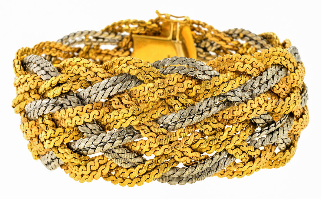 Vintage Wide Braided Gold Bracelet sold by Doyle & Doyle vintage and antique jewelry boutique.
