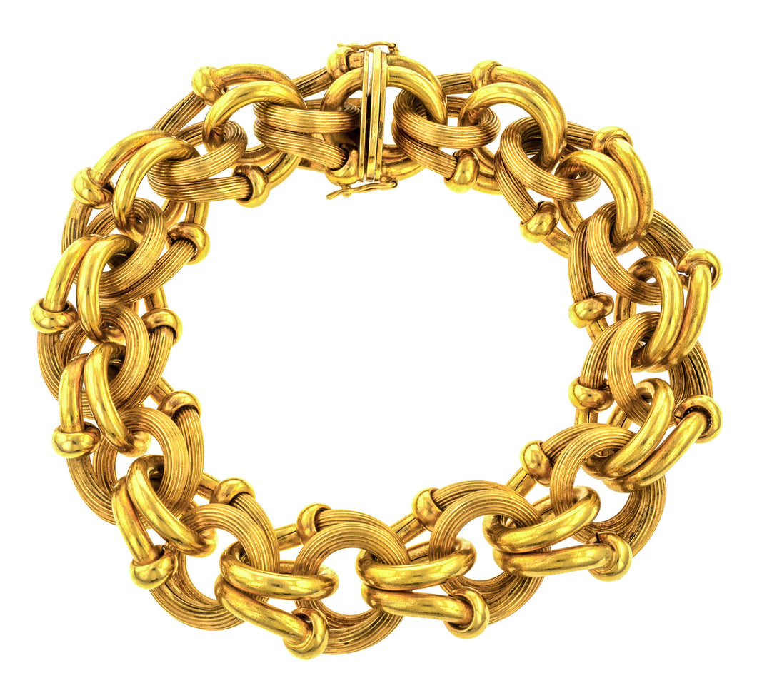 Vintage Gold Textured Link Bracelet sold by Doyle & Doyle vintage and antique jewelry boutique.