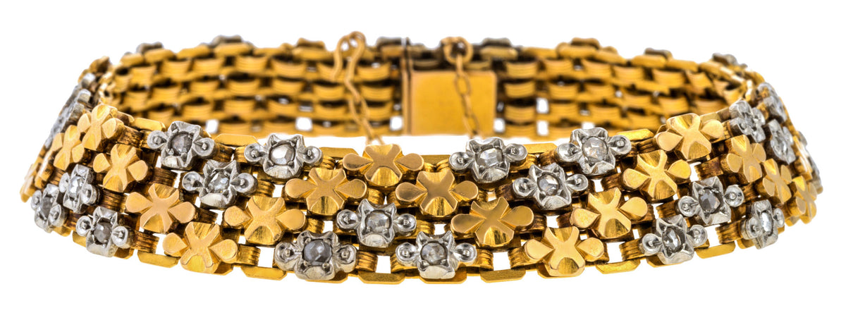 Antique French Rose Cut Diamond Bracelet sold by Doyle & Doyle vintage and antique jewelry boutique.