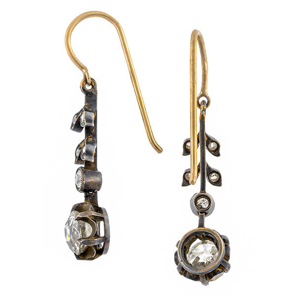 Antique Diamond Drop Earrings sold by Doyle & Doyle vintage and antique jewelry boutique.