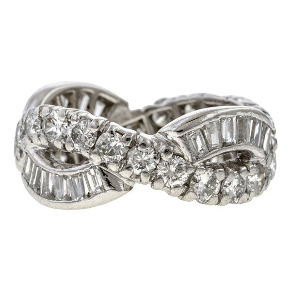 Vintage Ornate Patterned Crossover Eternity Band sold by Doyle & Doyle vintage and antique jewelry boutique.