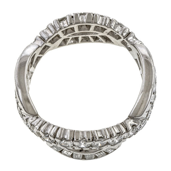 Vintage Ornate Patterned Crossover Eternity Band sold by Doyle & Doyle vintage and antique jewelry boutique.