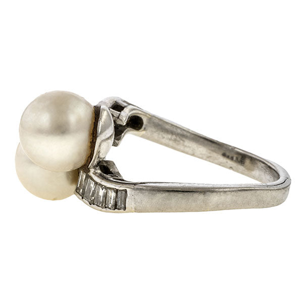 Vintage Pearl & Diamond Ring sold by Doyle & Doyle vintage and antique jewelry boutique.
