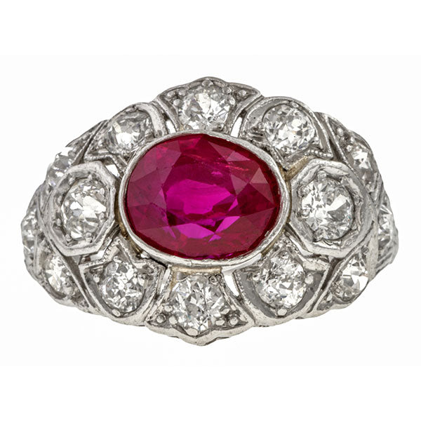 Art Deco Ruby & Diamond Ring sold by Doyle & Doyle vintage and antique jewelry boutique.