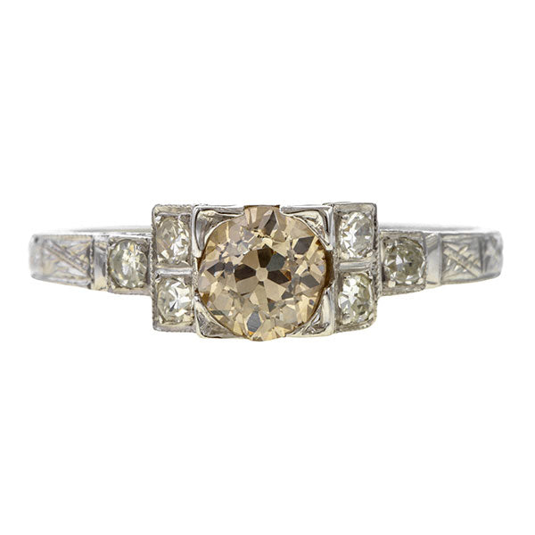 Vintage Engagement Ring, Old Euro 0.55ct. sold by Doyle & Doyle vintage and antique jewelry boutique.