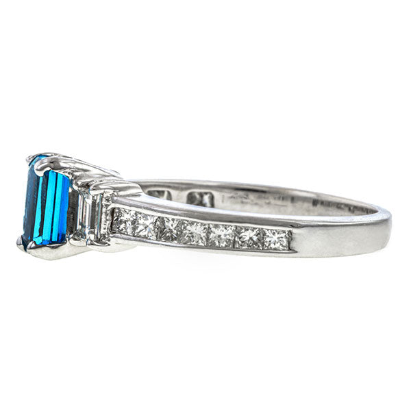 Estate Blue Topaz & Diamond Ring sold by Doyle & Doyle vintage and antique jewelry boutique.
