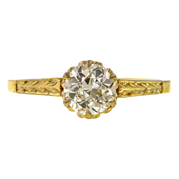 Vintage Solitaire Engagement Ring, Old Euro 0.79ct. sold by Doyle  & Doyle vintage and antique jewelry boutique.