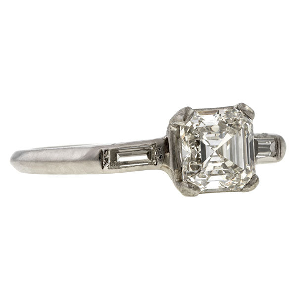 Vintage Asscher Cut Diamond Engagement Ring sold by Doyle & Doyle vintage and antique jewelry boutique.