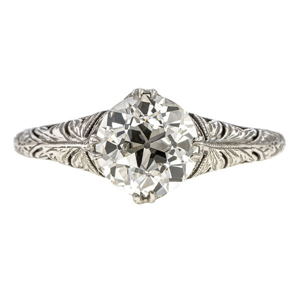 Art Deco Engagement Ring, Old Euro 1.32ct sold by Doyle & Doyle vintage and antique jewelry boutique.