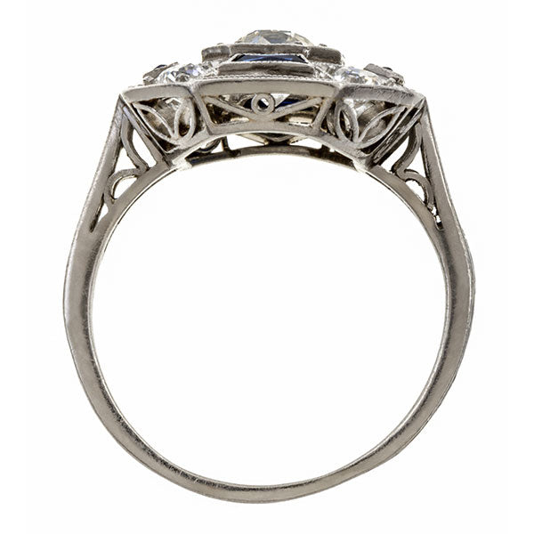 Art Deco Diamond & Sapphire Ring, 0.53ct. sold by Doyle & Doyle vintage and antique jewelry boutique.