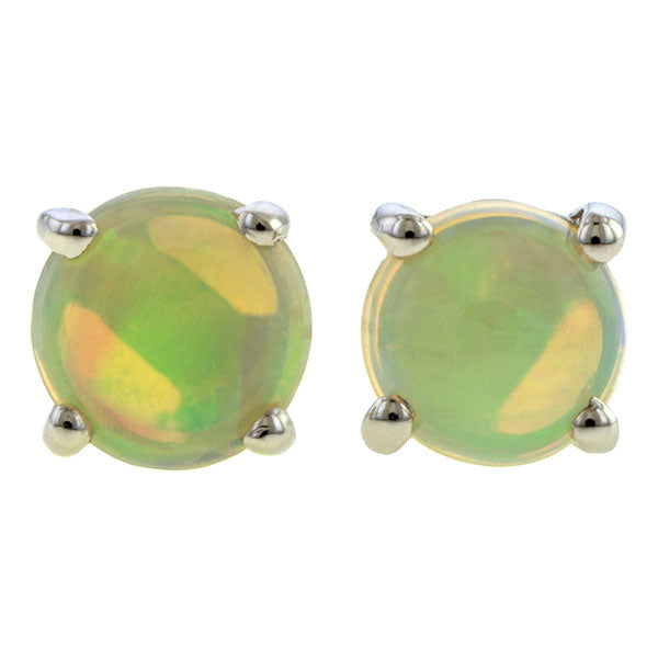 Round Cabochon Opal Stud Earrings