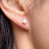 Round Cabochon Opal Stud Earrings sold by Doyle & Doyle vintage and antique boutique.