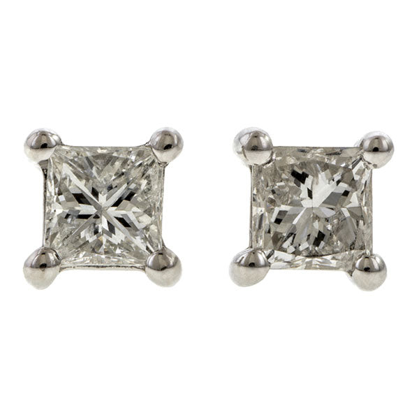 Square Diamond Stud Earrings, 0.27ctw., sold by Doyle & Doyle an antique and vintage jewelry boutique.