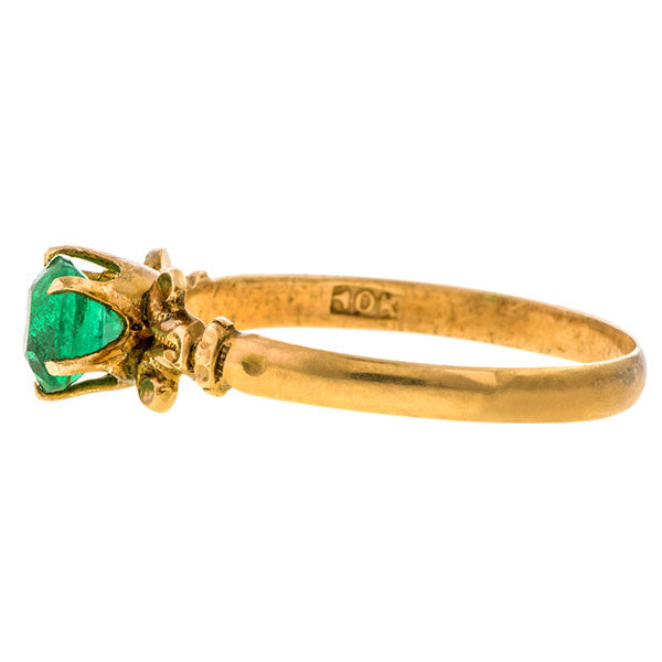 Victorian Emerald Solitaire Ring sold by Doyle & Doyle vintage and antique jewelry boutique.