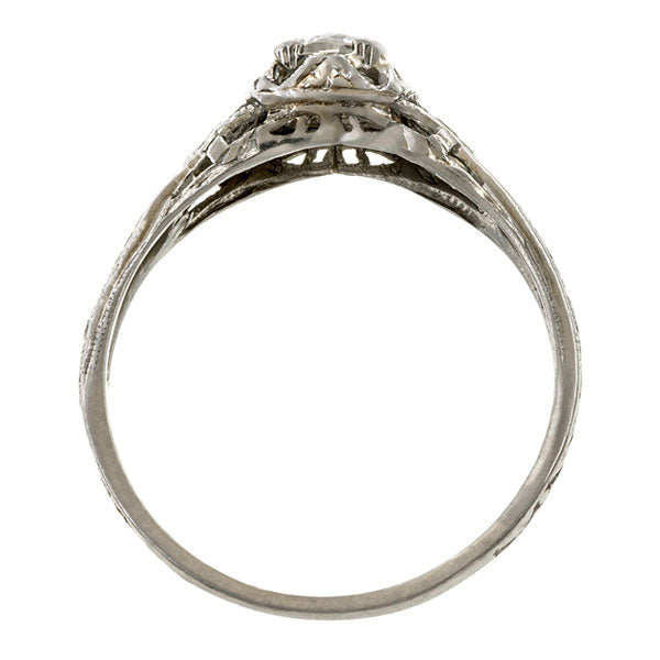 Art Deco Diamond Solitaire Engagement Ring, Old Euro 0.25ct. sold by Doyle & Doyle vintage and antique jewelry boutique.