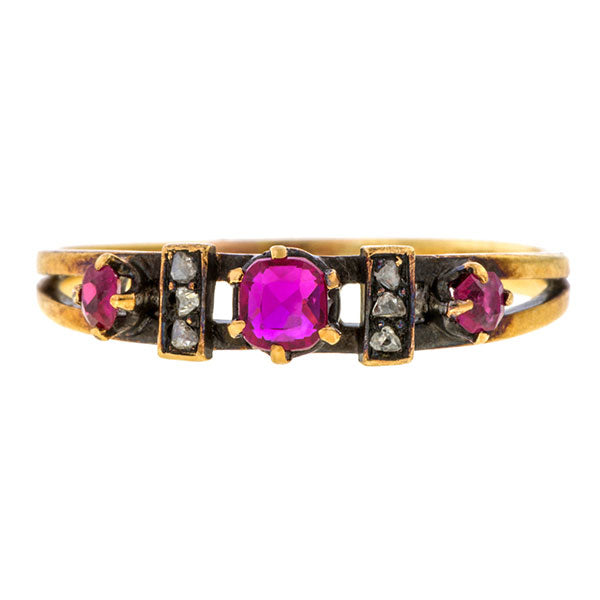 Ruby & Rose Cut Diamond Ring sold by Doyle & Doyle vintage and antique jewelry boutique.