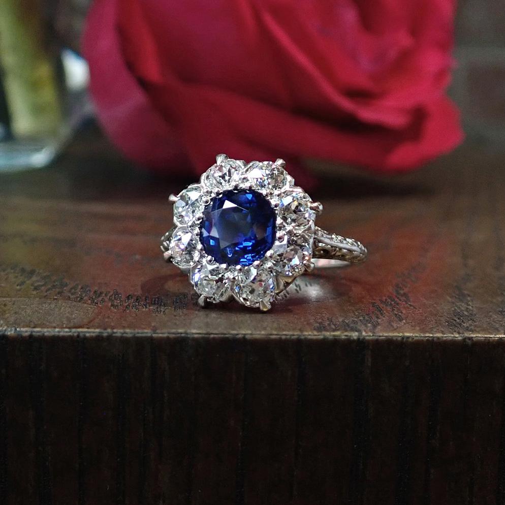 Antique Sapphire & Diamond Ring, 1.87ct.