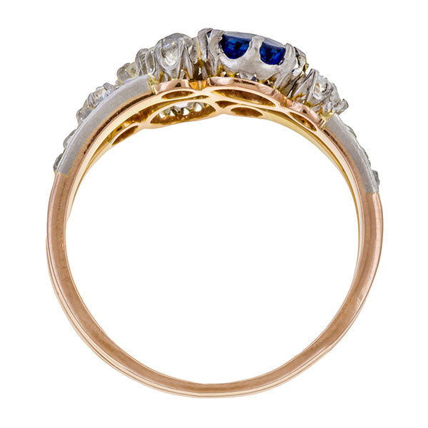 Victorian Sapphire & Diamond Twin Stone Ring sold by Doyle & Doyle vintage and antique jewelry boutique.