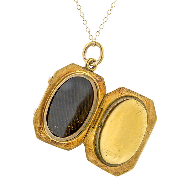 Edwardian Diamond Locket Pendant Necklace sold by Doyle & Doyle vintage and antique jewelry boutique.