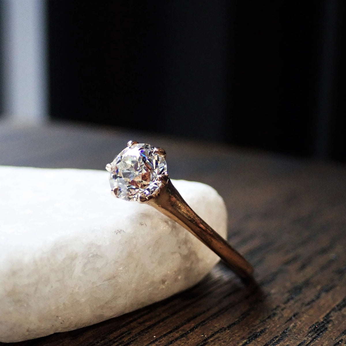 Vintage Solitaire Engagement Ring, Old European cut 0.83ct.