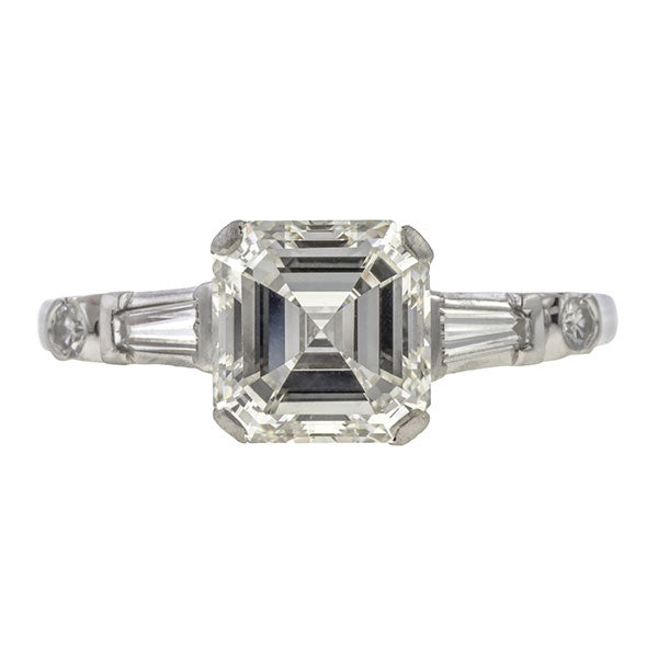 Vintage Asscher Cut Engagement Ring, 2.06ct. sold by Doyle & Doyle vintage and antique jewelry boutique.
