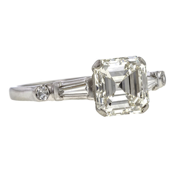 Vintage Asscher Cut Engagement Ring, 2.06ct. sold by Doyle & Doyle vintage and antique jewelry boutique.