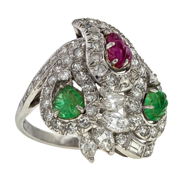 Vintage Tutti Frutti Ring sold by Doyle & Doyle vintage and antique jewelry boutique.